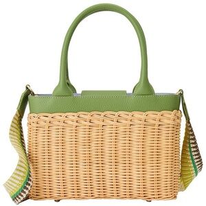 Jmaclaughing | Green and Tan Woven Tote Bag